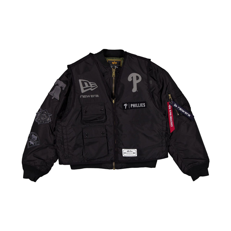 Alpha Industries x Philadelphia Phillies Black 2-in-1 MA-1 Flight Jacket + Vest