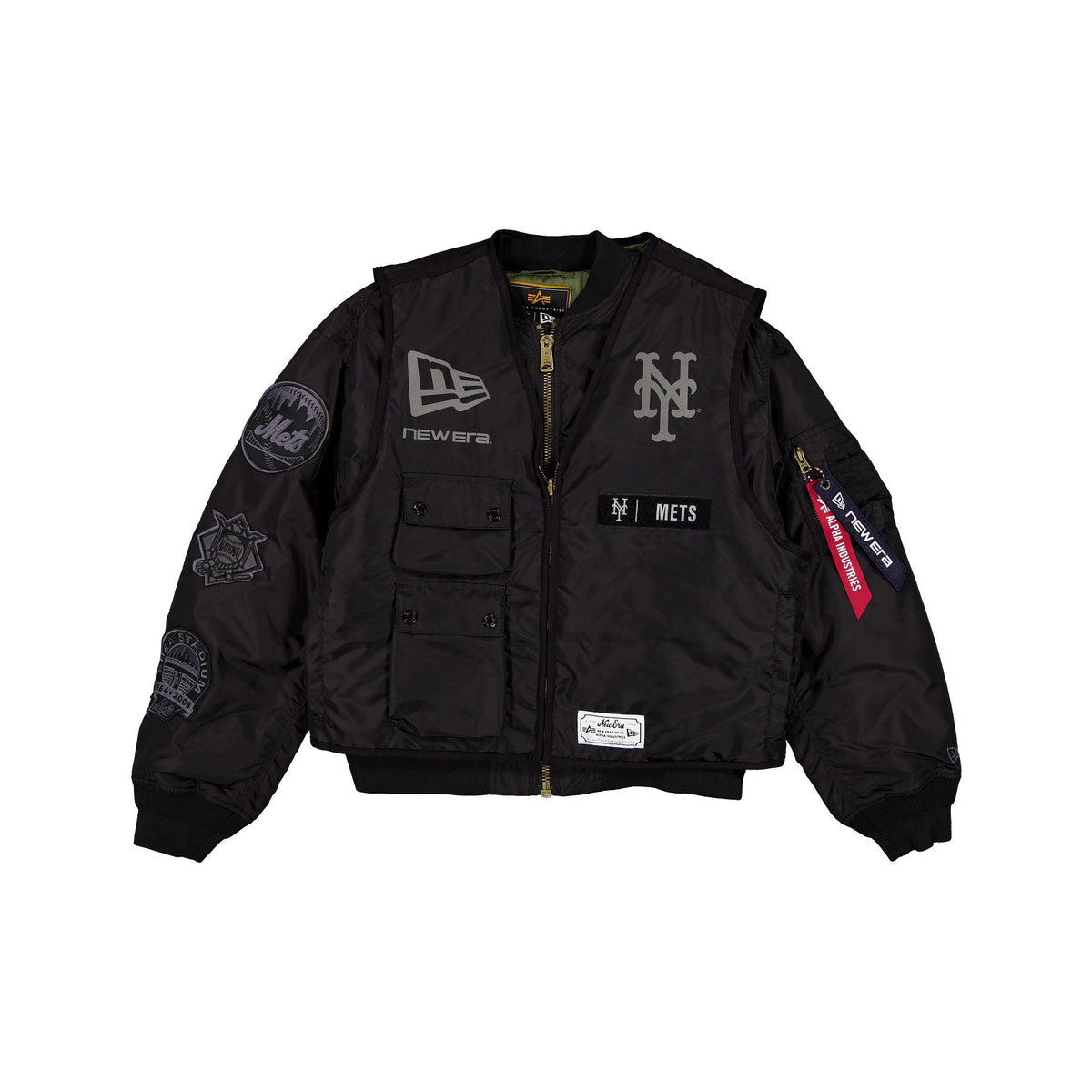 Alpha Industries x New York Mets Black 2-in-1 MA-1 Flight Jacket + Vest