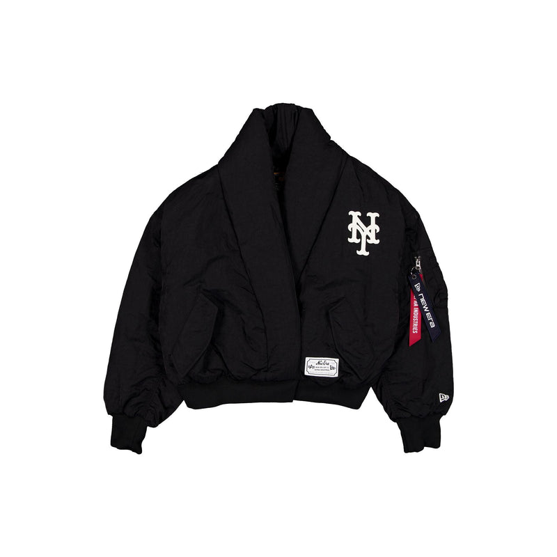 Alpha Industries x New York Mets Women's Black Shawl Collar Flight Jacket