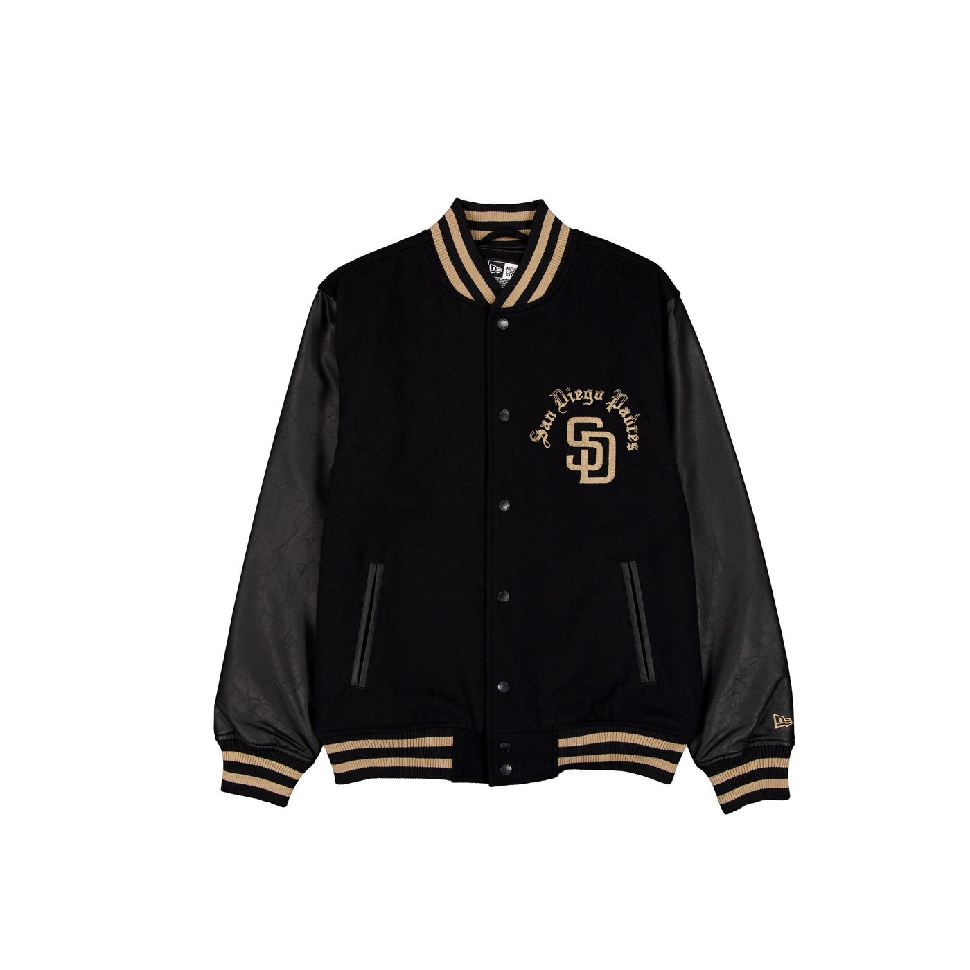 San Diego Padres Gothic Lettering Black Wool Varsity Jacket
