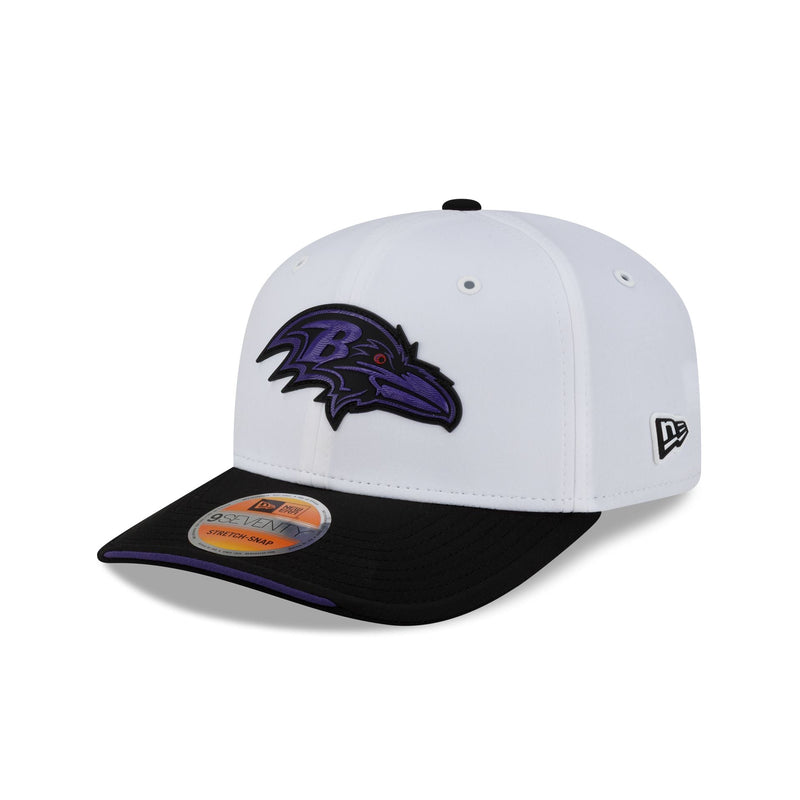 Baltimore Ravens 2026 Sideline White 9SEVENTY Stretch-Snap Hat