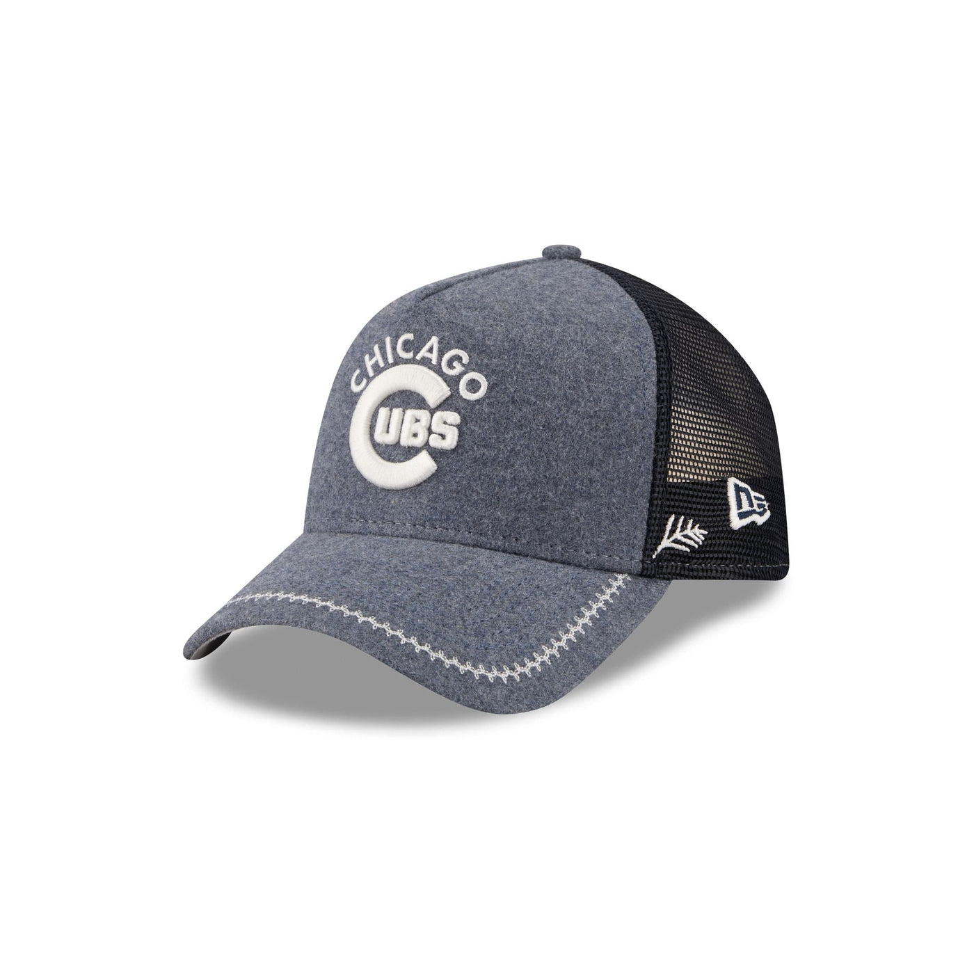 Chicago Cubs Navy Brushed Chambray 9FORTY A-Frame Trucker Hat