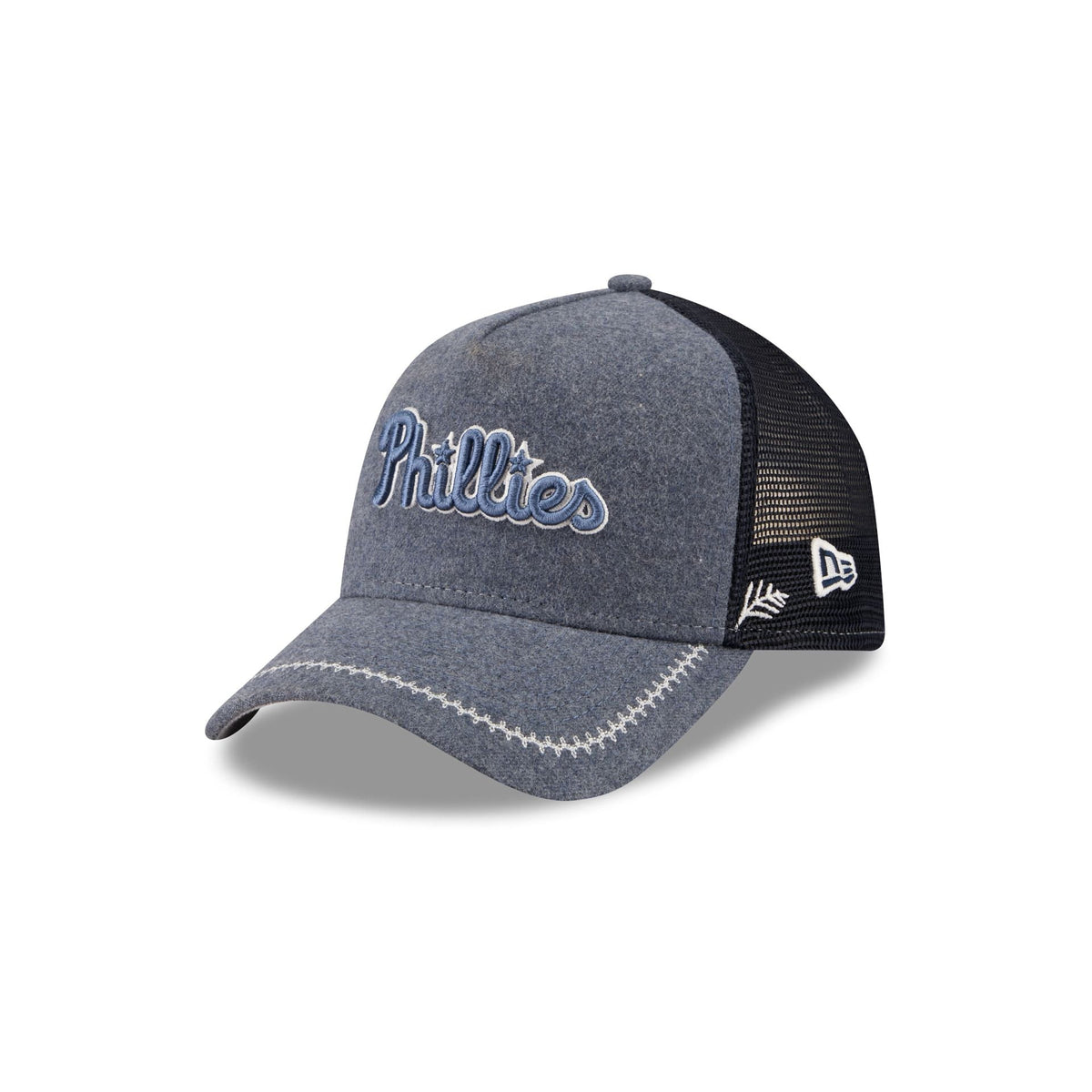 Philadelphia Phillies Navy Brushed Chambray 9FORTY A-Frame Trucker Hat