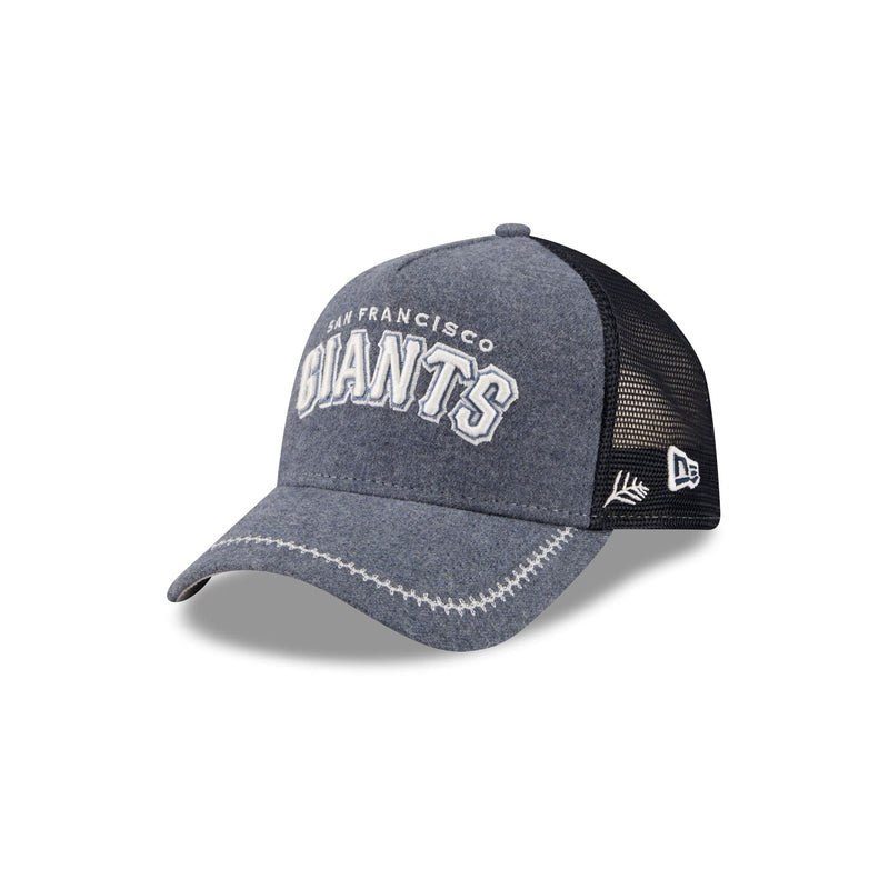 San Francisco Giants Navy Brushed Chambray 9FORTY A-Frame Trucker Hat
