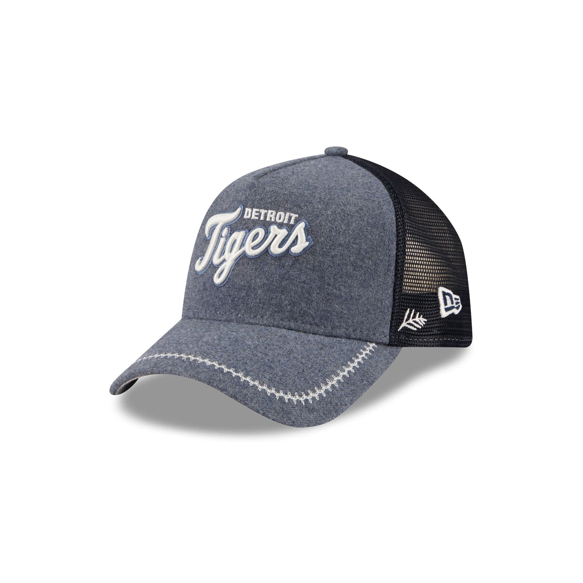 Detroit Tigers Navy Brushed Chambray 9FORTY A-Frame Trucker Hat