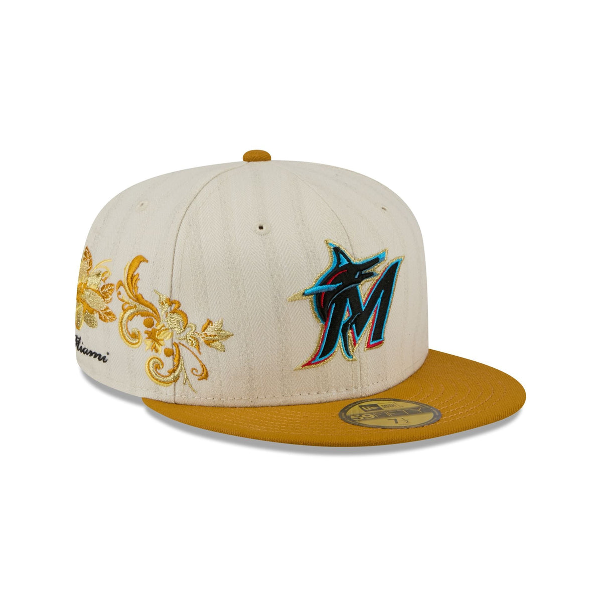 Miami Marlins Chrome Herringbone 59FIFTY Fitted Hat