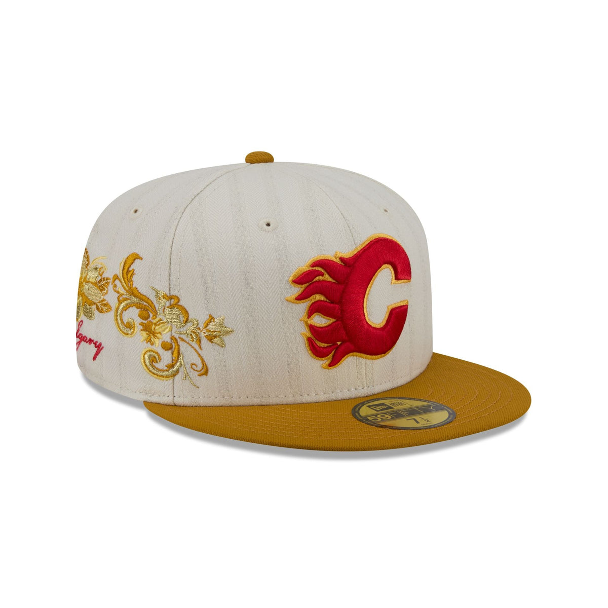 Calgary Flames Chrome Herringbone 59FIFTY Fitted Hat