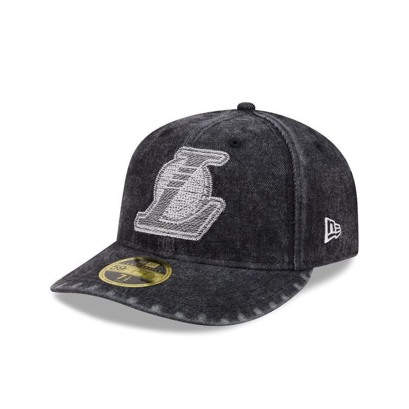 Los Angeles Lakers Black Denim Low Profile 59FIFTY Fitted Hat
