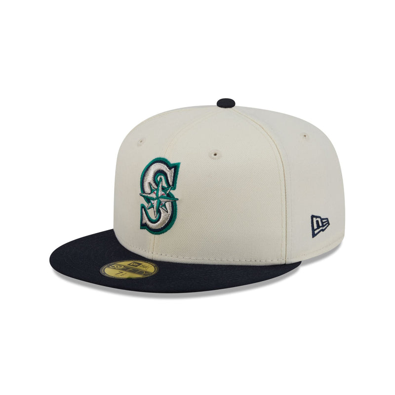 Seattle Mariners Chrome White Basic 59FIFTY Fitted Hat