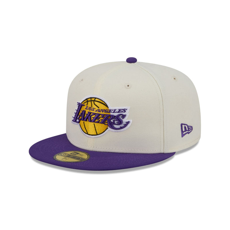 Los Angeles Lakers Chrome White Basic 59FIFTY Fitted Hat
