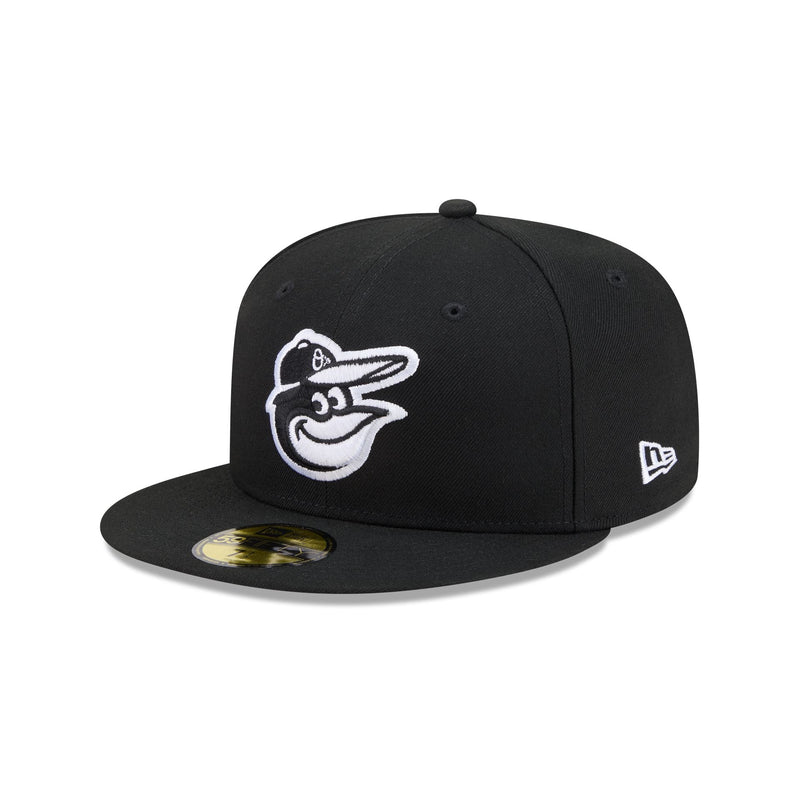 Baltimore Orioles Black and White Basic 59FIFTY Fitted Hat