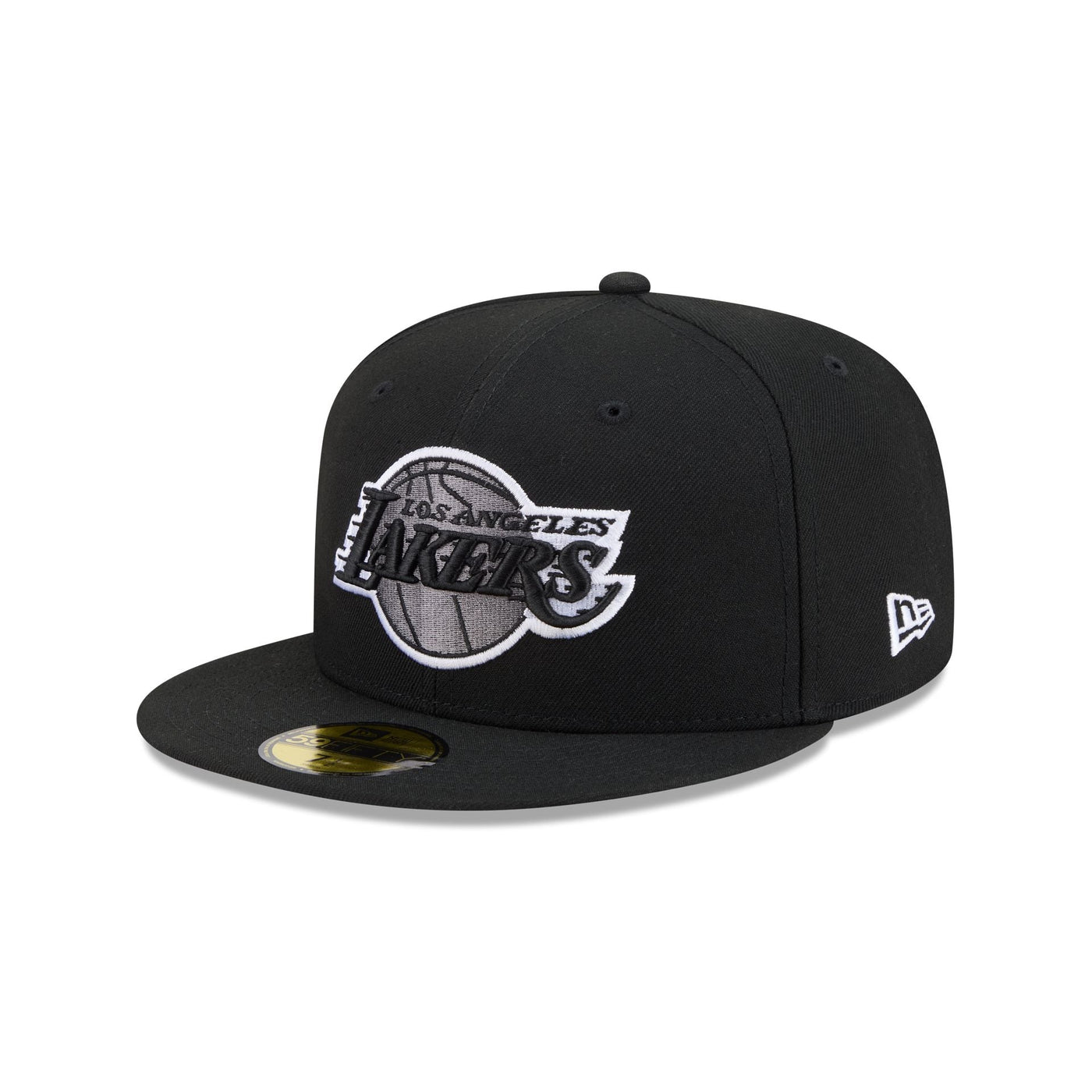 Los Angeles Lakers Black and White Basic 59FIFTY Fitted Hat