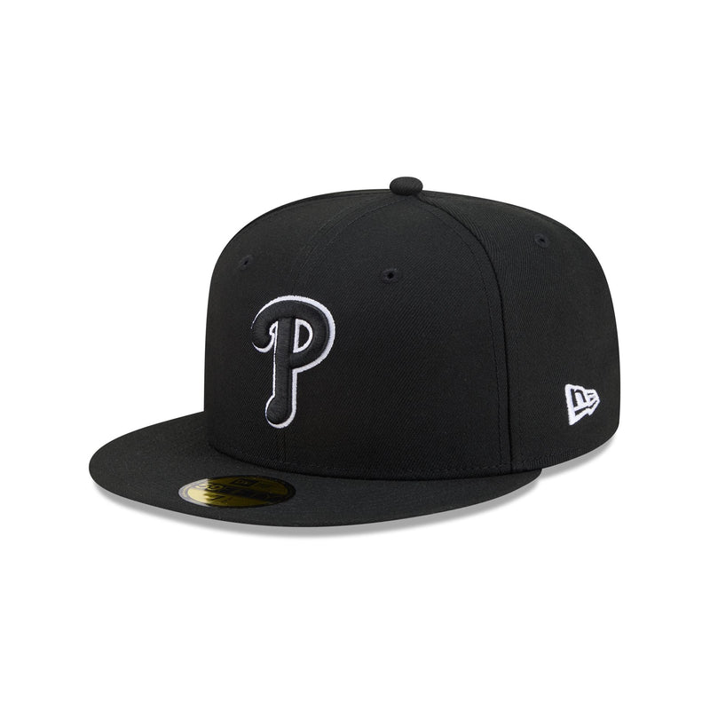 Philadelphia Phillies Black and White Basic 59FIFTY Fitted Hat