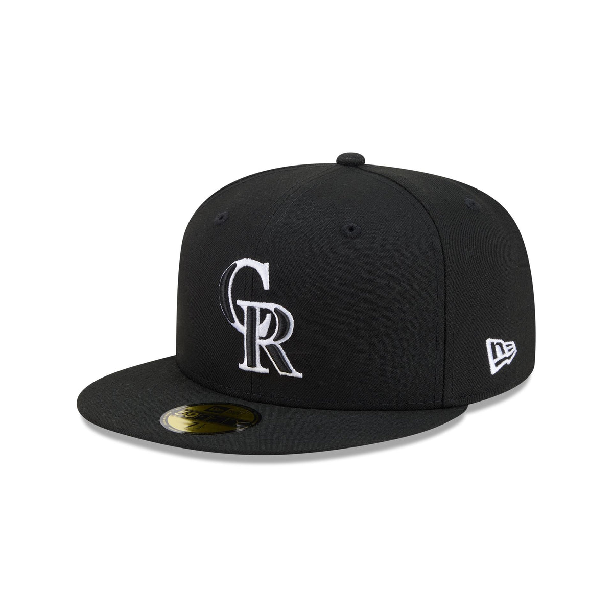 Colorado Rockies Black and White Basic 59FIFTY Fitted Hat