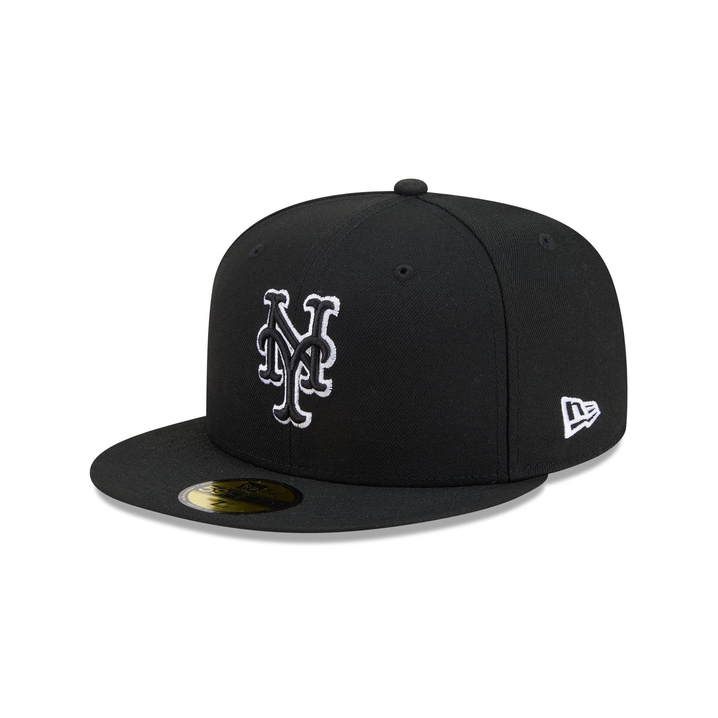 New York Mets Black and White Basic 59FIFTY Fitted Hat