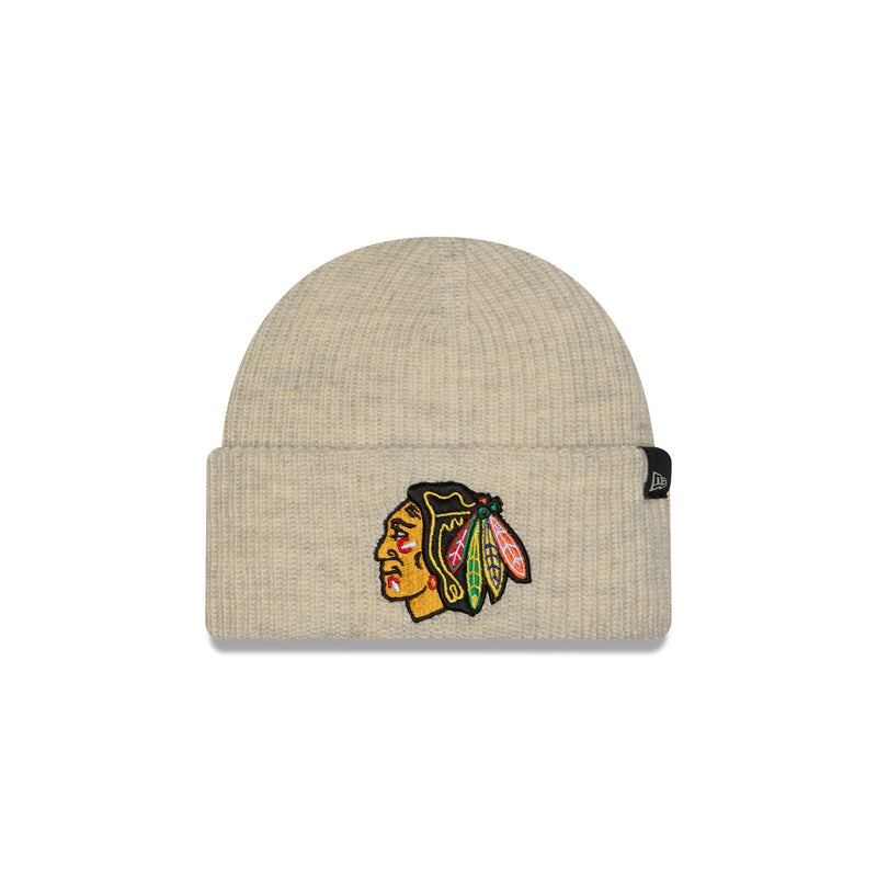Chicago Blackhawks Woolen Heather Gray Short Cuff Knit Beanie Hat