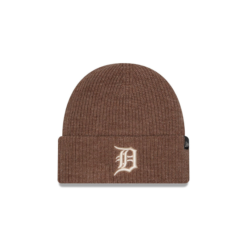 Detroit Tigers Woolen Tan Short Cuff Knit Beanie Hat