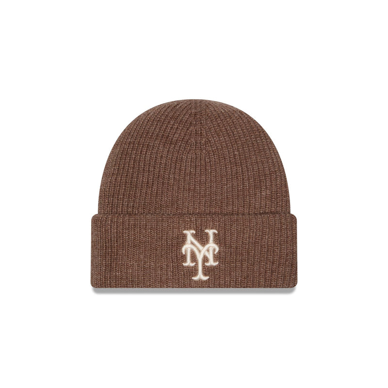 New York Mets Woolen Tan Short Cuff Knit Beanie Hat
