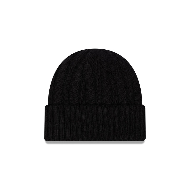 New Era Cap Woolen Black Cable Knit Beanie Hat
