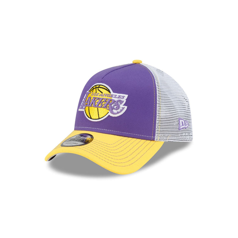 Los Angeles Lakers Hardwood Classics 2000s Contrast Stitch 9FORTY A-Frame Trucker Hat