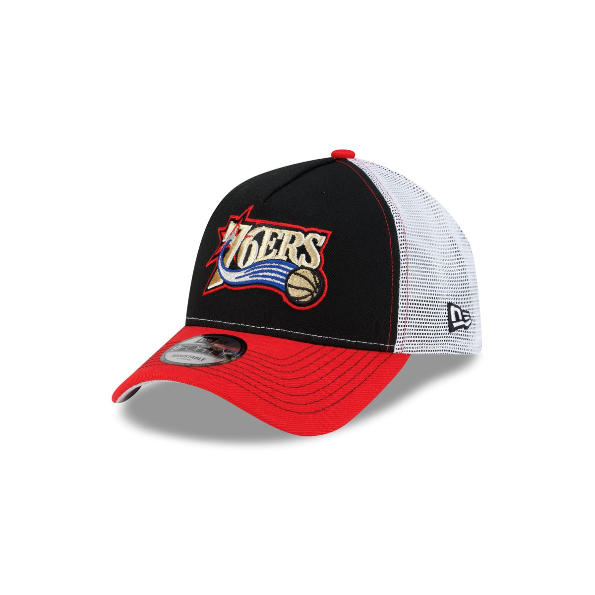 Philadelphia 76ers Hardwood Classics 2000s Contrast Stitch 9FORTY A-Frame Trucker Hat