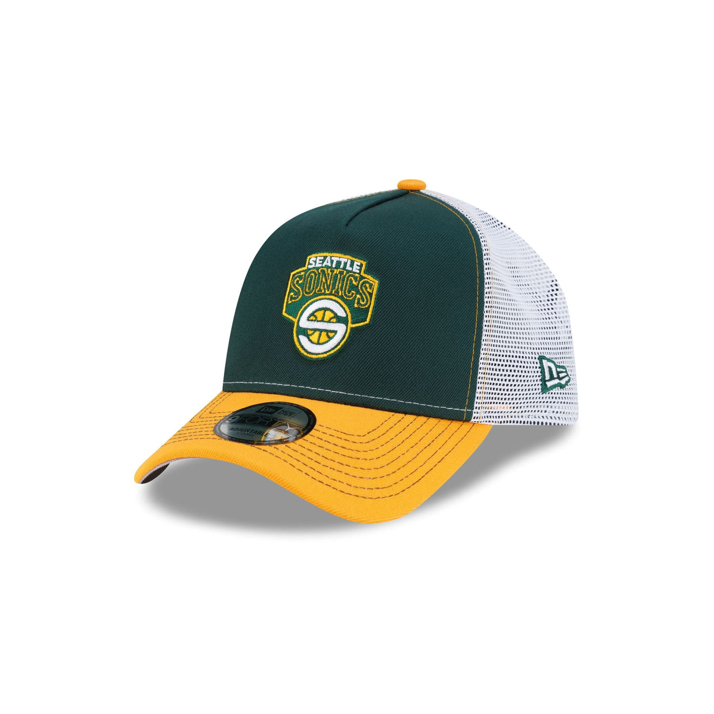 Seattle SuperSonics Hardwood Classics 2000s Contrast Stitch 9FORTY A-Frame Trucker Hat